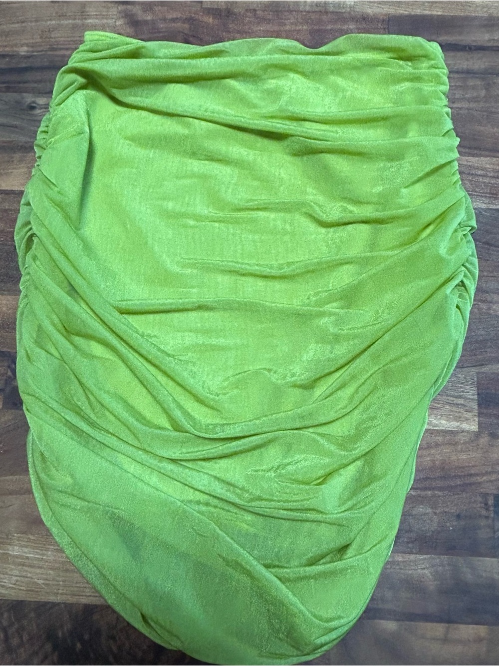 ZARA Women’s Green Ruched Strapless Top Double Lined Stretch BRAT Summer Size S